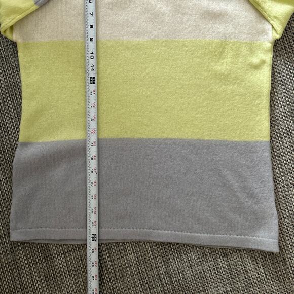 PURE COLLECTION 100% Cashmere Scoop Neck Butter Yellow Gray Colorblock Sweater - Picture 5 of 6